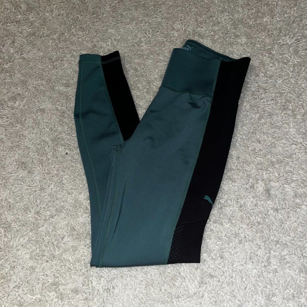 Puma green and black athletic leggings size small